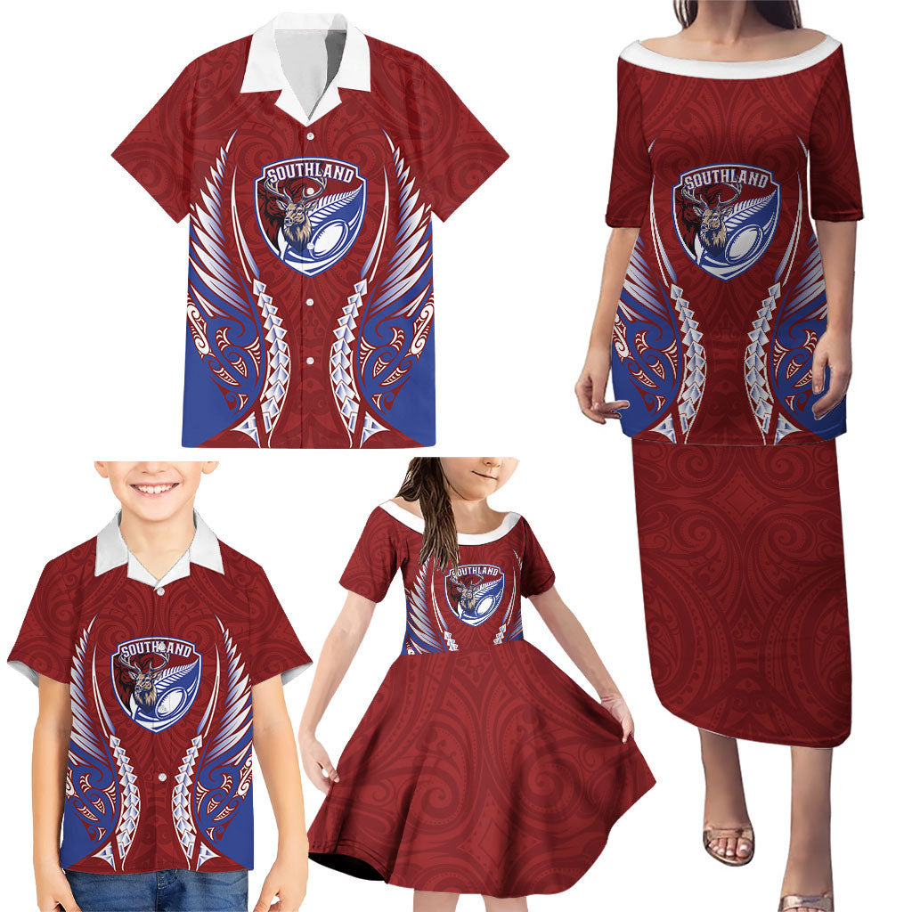 Southland 2026 Rugby Custom Family Matching Puletasi and Hawaiian Shirt NZ Maori Silver Fern