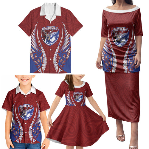 Southland 2026 Rugby Custom Family Matching Puletasi and Hawaiian Shirt NZ Maori Silver Fern