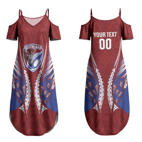 Southland 2026 Rugby Custom Family Matching Summer Maxi Dress and Hawaiian Shirt NZ Maori Silver Fern