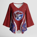 Southland 2026 Rugby Custom Kimono Sleeve Blouse NZ Maori Silver Fern
