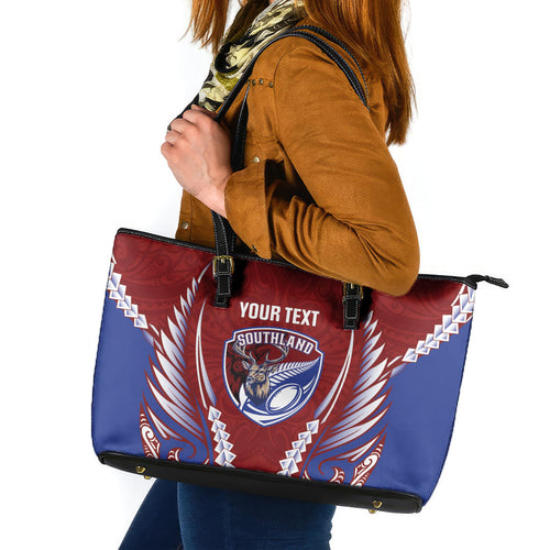 Southland 2026 Rugby Custom Leather Tote Bag NZ Maori Silver Fern