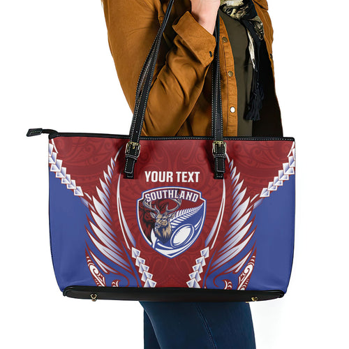 Southland 2026 Rugby Custom Leather Tote Bag NZ Maori Silver Fern
