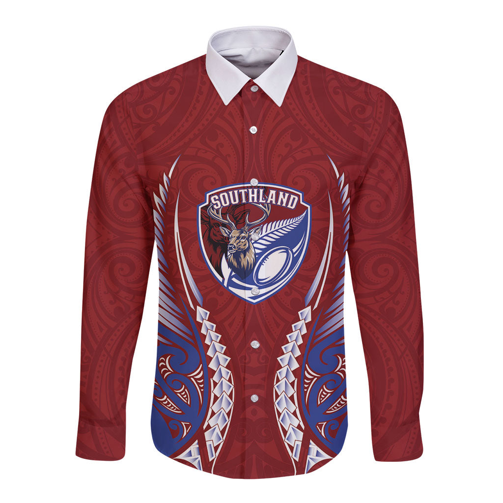 Southland 2026 Rugby Custom Long Sleeve Button Shirt NZ Maori Silver Fern