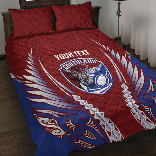 Southland 2026 Rugby Custom Quilt Bed Set NZ Maori Silver Fern