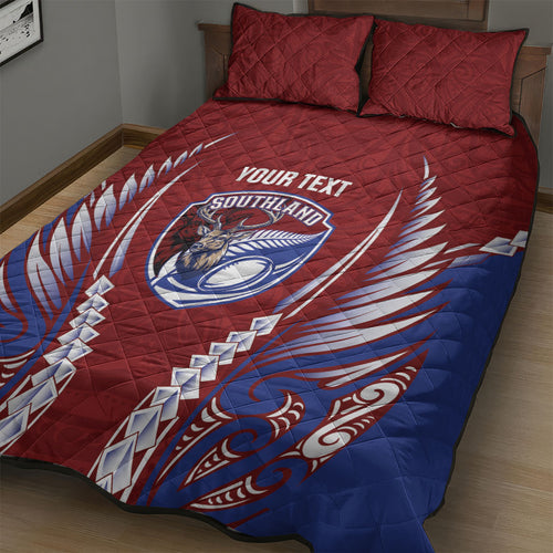 Southland 2026 Rugby Custom Quilt Bed Set NZ Maori Silver Fern