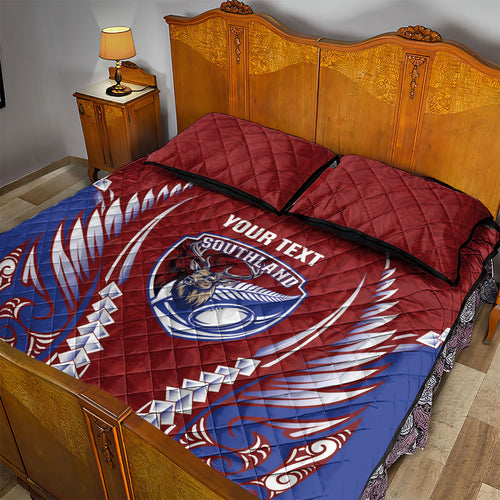 Southland 2026 Rugby Custom Quilt Bed Set NZ Maori Silver Fern