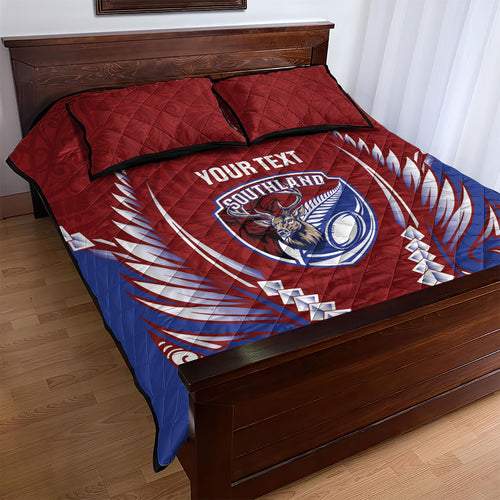 Southland 2026 Rugby Custom Quilt Bed Set NZ Maori Silver Fern