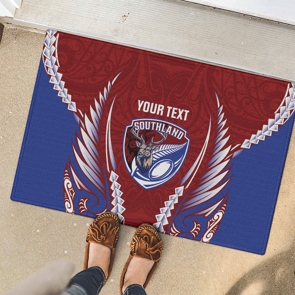 Southland 2026 Rugby Custom Rubber Doormat NZ Maori Silver Fern