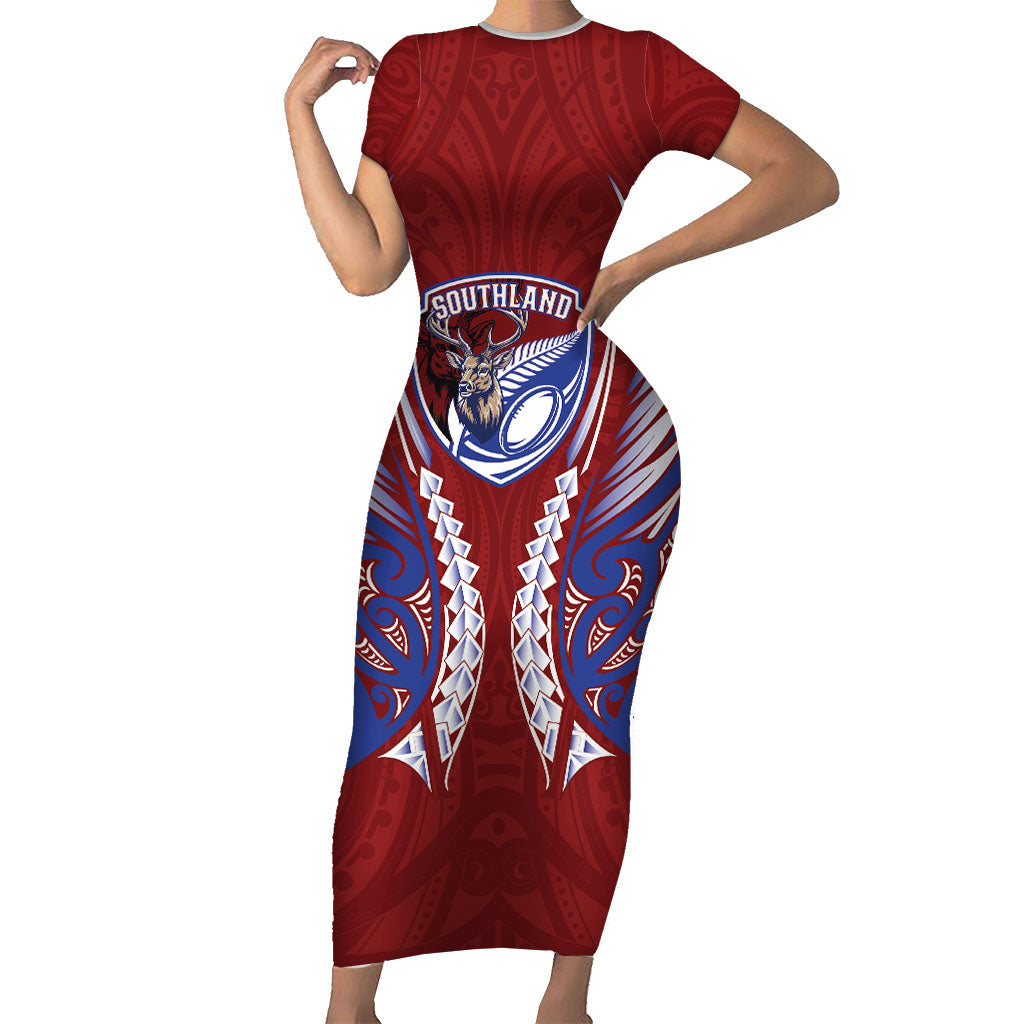Southland 2026 Rugby Custom Short Sleeve Bodycon Dress NZ Maori Silver Fern