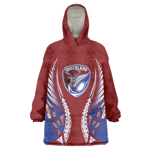 Southland 2026 Rugby Custom Wearable Blanket Hoodie NZ Maori Silver Fern