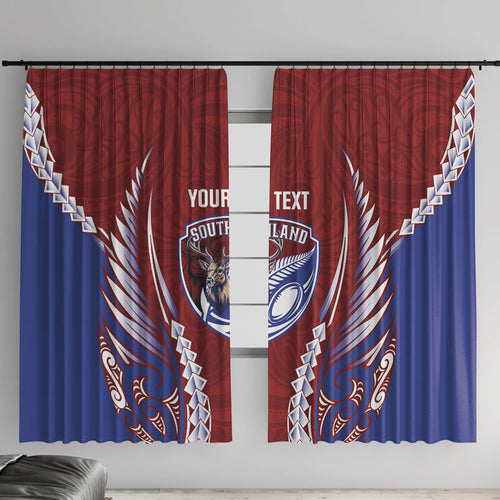 Southland 2026 Rugby Custom Window Curtain NZ Maori Silver Fern