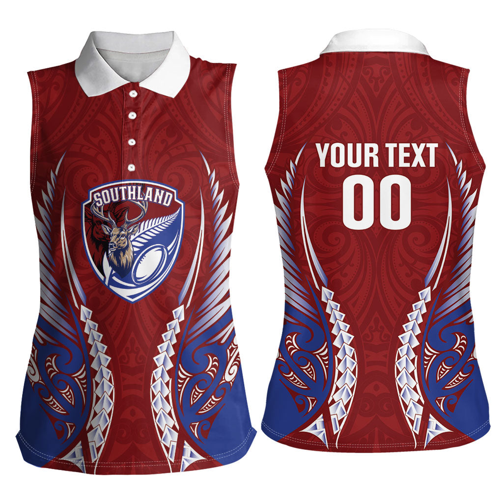 Southland 2026 Rugby Custom Women Sleeveless Polo Shirt NZ Maori Silver Fern