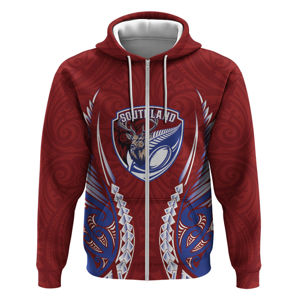 Southland 2026 Rugby Custom Zip Hoodie NZ Maori Silver Fern
