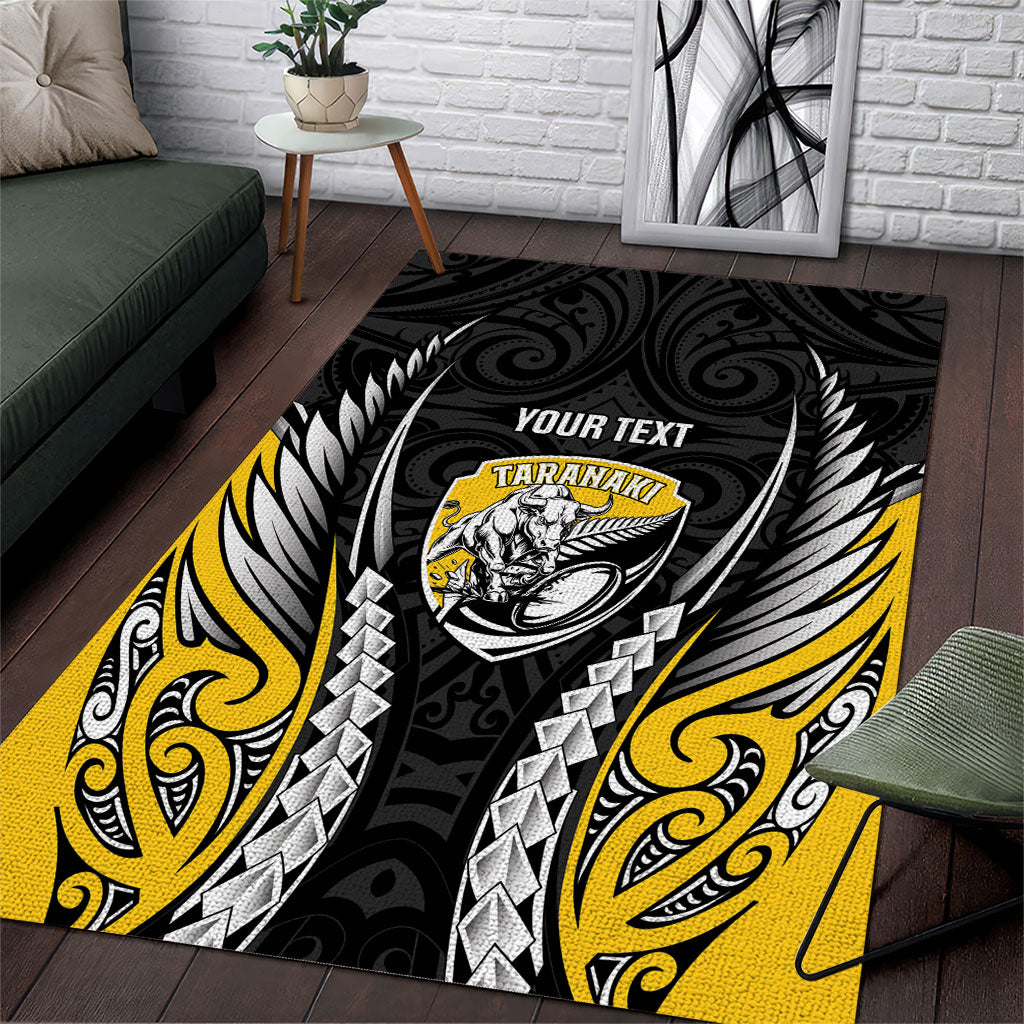 Taranaki 2026 Rugby Custom Area Rug NZ Maori Silver Fern