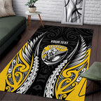 Taranaki 2026 Rugby Custom Area Rug NZ Maori Silver Fern