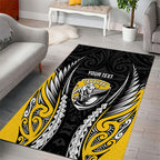 Taranaki 2026 Rugby Custom Area Rug NZ Maori Silver Fern
