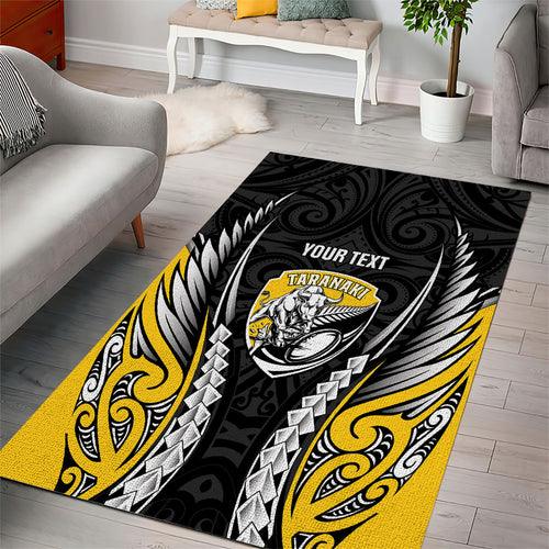 Taranaki 2026 Rugby Custom Area Rug NZ Maori Silver Fern
