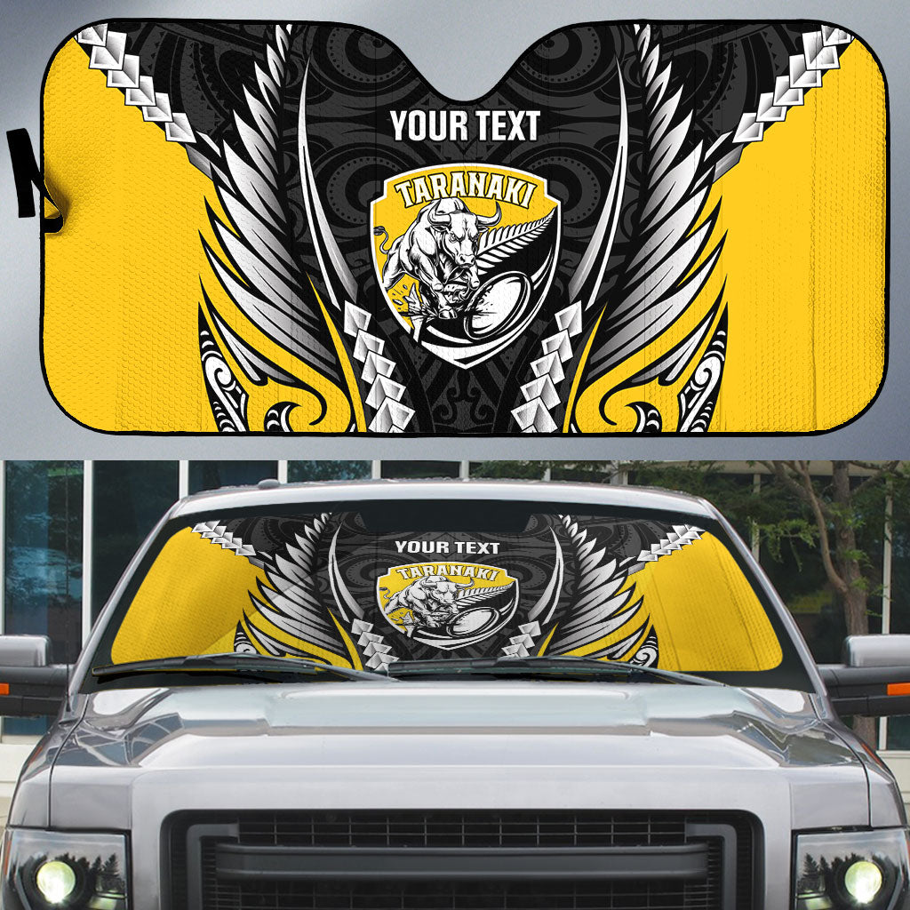 Taranaki 2026 Rugby Custom Auto Sun Shade NZ Maori Silver Fern
