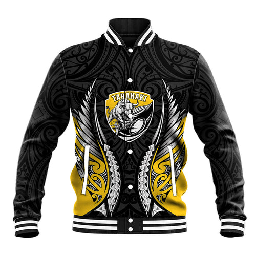 Taranaki 2026 Rugby Custom Baseball Jacket NZ Maori Silver Fern