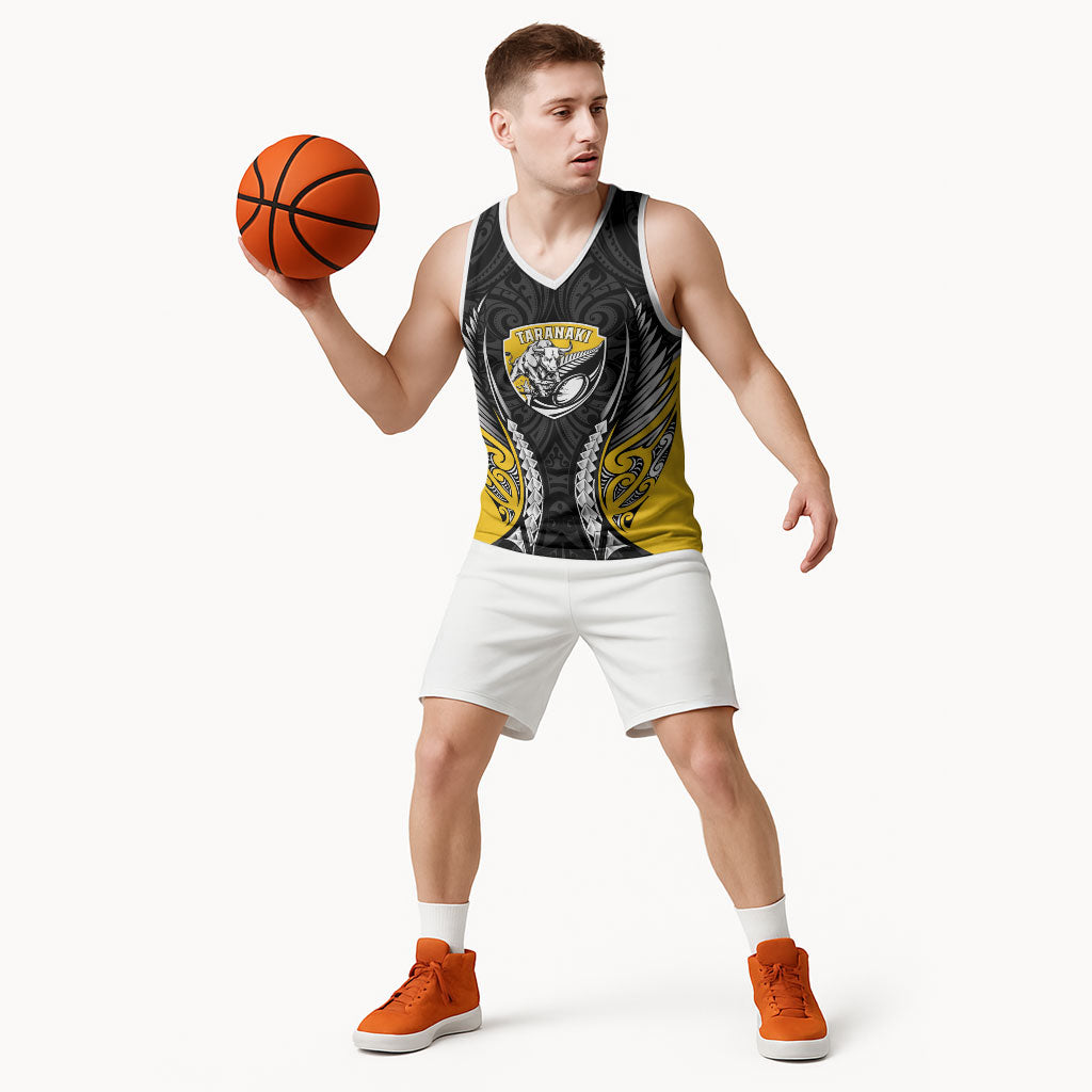 Taranaki 2026 Rugby Custom Basketball Jersey NZ Maori Silver Fern