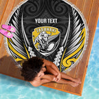 Taranaki 2026 Rugby Custom Beach Blanket NZ Maori Silver Fern