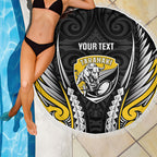 Taranaki 2026 Rugby Custom Beach Blanket NZ Maori Silver Fern