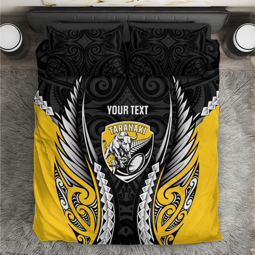 Taranaki 2026 Rugby Custom Bedding Set NZ Maori Silver Fern
