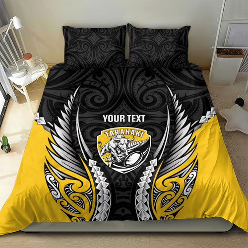 Taranaki 2026 Rugby Custom Bedding Set NZ Maori Silver Fern