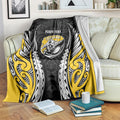 Taranaki 2026 Rugby Custom Blanket NZ Maori Silver Fern