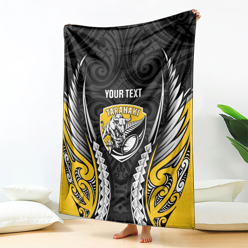 Taranaki 2026 Rugby Custom Blanket NZ Maori Silver Fern