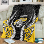 Taranaki 2026 Rugby Custom Blanket NZ Maori Silver Fern