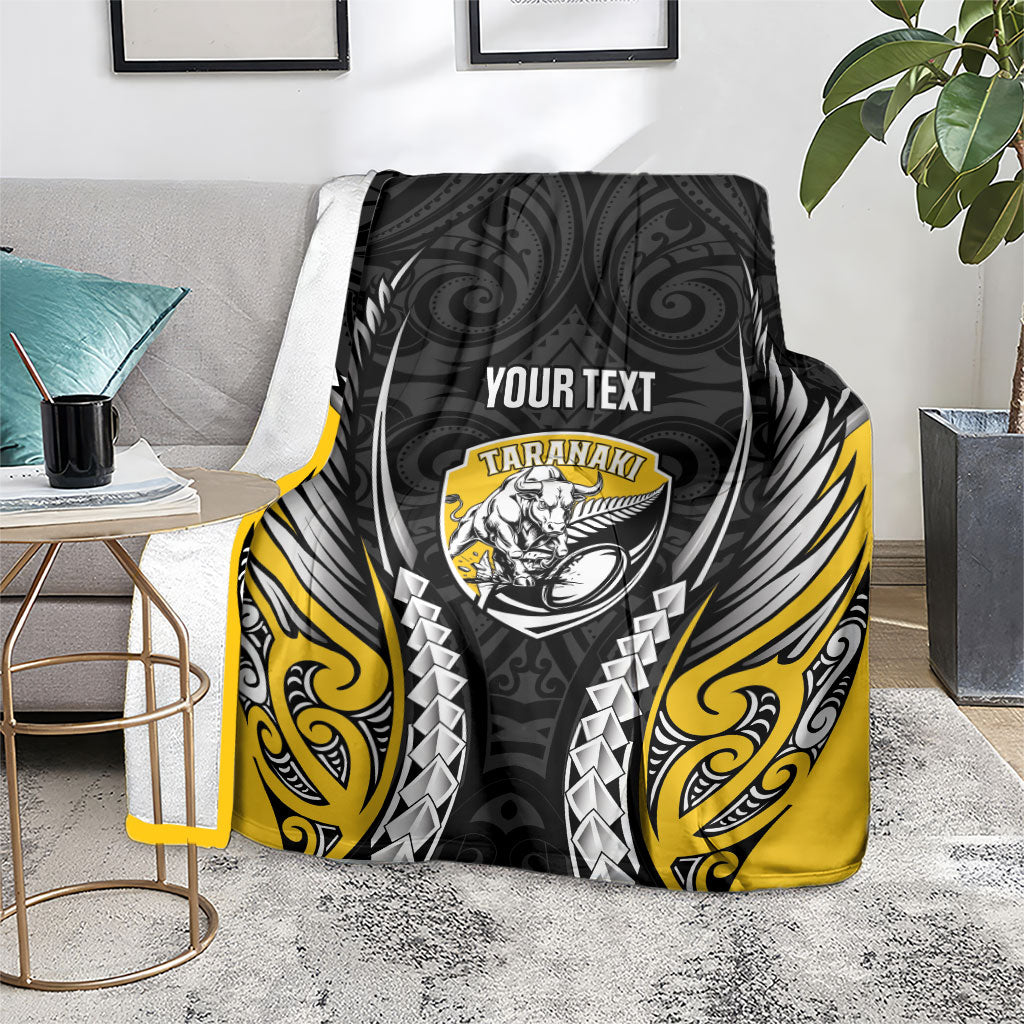Taranaki 2026 Rugby Custom Blanket NZ Maori Silver Fern
