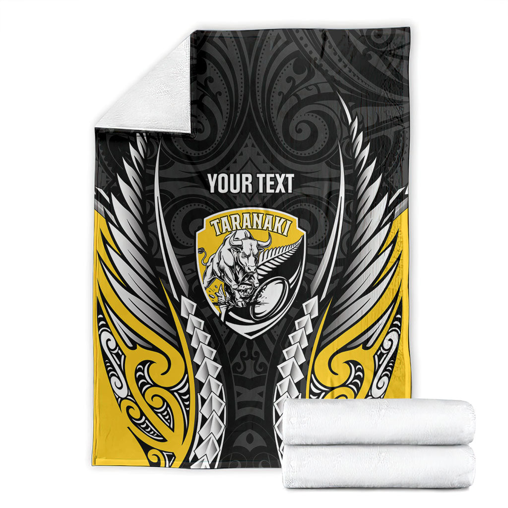 Taranaki 2026 Rugby Custom Blanket NZ Maori Silver Fern
