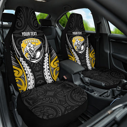 Taranaki 2026 Rugby Custom Car Seat Cover NZ Maori Silver Fern
