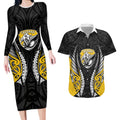 Taranaki 2026 Rugby Custom Couples Matching Long Sleeve Bodycon Dress and Hawaiian Shirt NZ Maori Silver Fern