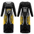 Taranaki 2026 Rugby Custom Couples Matching Long Sleeve Bodycon Dress and Hawaiian Shirt NZ Maori Silver Fern LT14