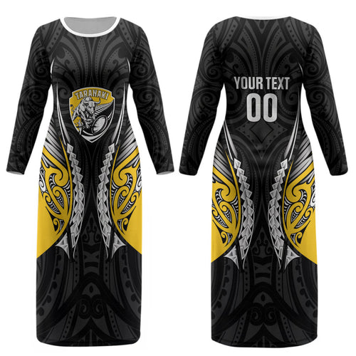 Taranaki 2026 Rugby Custom Couples Matching Long Sleeve Bodycon Dress and Long Sleeve Button Shirt NZ Maori Silver Fern LT14