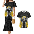 Taranaki 2026 Rugby Custom Couples Matching Mermaid Dress and Hawaiian Shirt NZ Maori Silver Fern