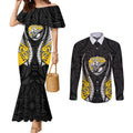 Taranaki 2026 Rugby Custom Couples Matching Mermaid Dress and Long Sleeve Button Shirt NZ Maori Silver Fern