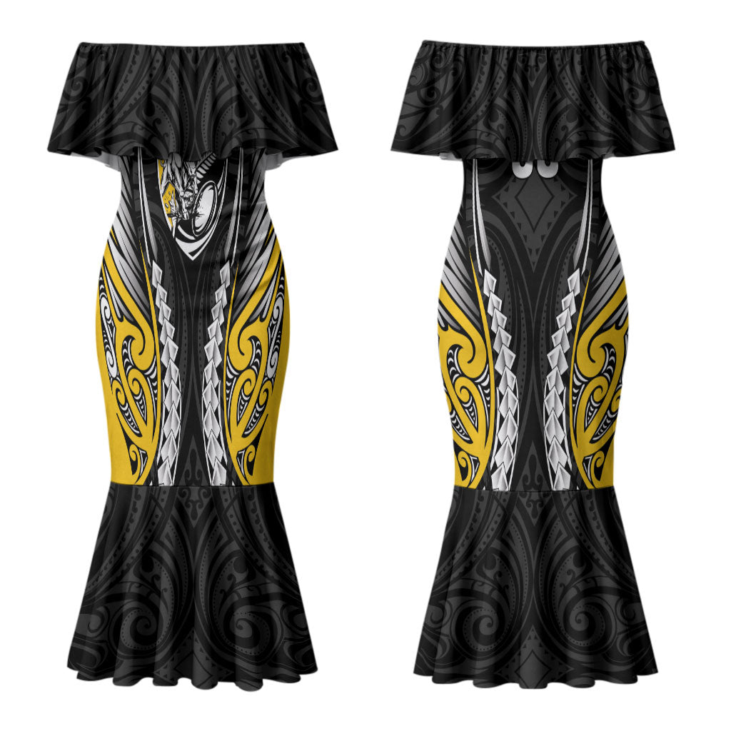 Taranaki 2026 Rugby Custom Couples Matching Mermaid Dress and Long Sleeve Button Shirt NZ Maori Silver Fern LT14