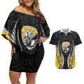 Taranaki 2026 Rugby Custom Couples Matching Off Shoulder Short Dress and Hawaiian Shirt NZ Maori Silver Fern