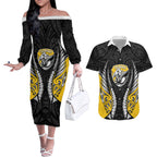 Taranaki 2026 Rugby Custom Couples Matching Off The Shoulder Long Sleeve Dress and Hawaiian Shirt NZ Maori Silver Fern