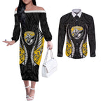 Taranaki 2026 Rugby Custom Couples Matching Off The Shoulder Long Sleeve Dress and Long Sleeve Button Shirt NZ Maori Silver Fern