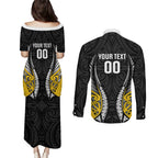 Taranaki 2026 Rugby Custom Couples Matching Puletasi and Long Sleeve Button Shirt NZ Maori Silver Fern
