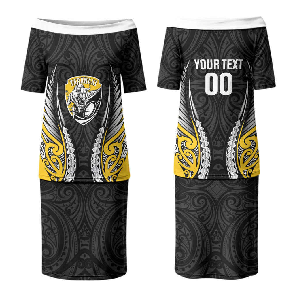Taranaki 2026 Rugby Custom Couples Matching Puletasi and Long Sleeve Button Shirt NZ Maori Silver Fern LT14