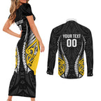 Taranaki 2026 Rugby Custom Couples Matching Short Sleeve Bodycon Dress and Long Sleeve Button Shirt NZ Maori Silver Fern