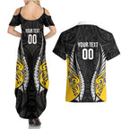 Taranaki 2026 Rugby Custom Couples Matching Summer Maxi Dress and Hawaiian Shirt NZ Maori Silver Fern