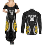 Taranaki 2026 Rugby Custom Couples Matching Summer Maxi Dress and Long Sleeve Button Shirt NZ Maori Silver Fern