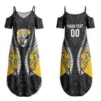 Taranaki 2026 Rugby Custom Couples Matching Summer Maxi Dress and Long Sleeve Button Shirt NZ Maori Silver Fern LT14