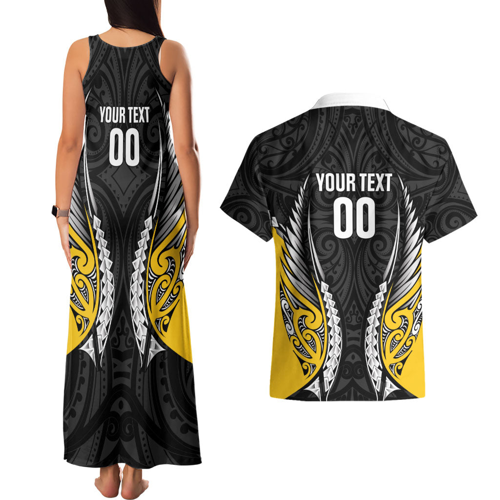 Taranaki 2026 Rugby Custom Couples Matching Tank Maxi Dress and Hawaiian Shirt NZ Maori Silver Fern